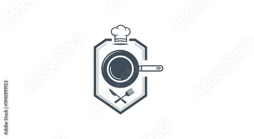 Chef Hat and Cooking Utensils Emblem.