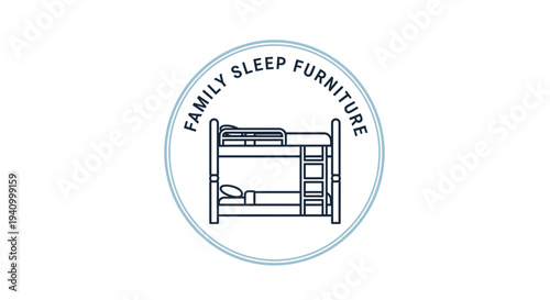 Bunk Bed Illustration in Circle Logo.