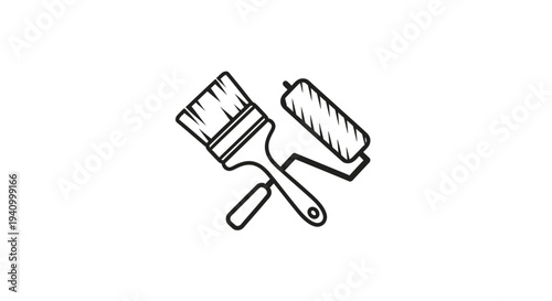 Paintbrush and Roller Illustration.