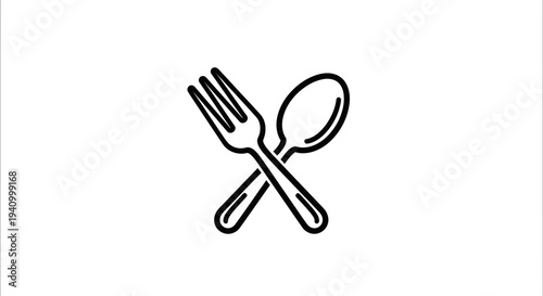 Crossed Fork and Spoon Illustration Design.