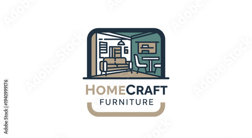 HomeCraft Furniture Logo Design Illustration.