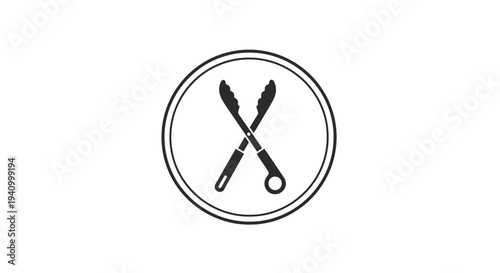 Crossed Scissors and Razor Logo Design.