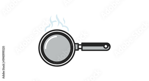 Frying Pan with Flames Illustration Design.
