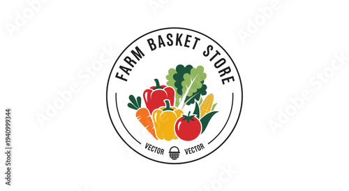 Colorful Fresh Fruits and Vegetables Logo.