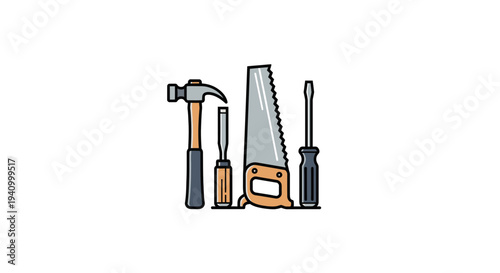 Set of carpentry tools on white background 1.
