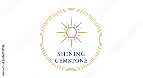 Shining Gemstone Logo Design with Sun.