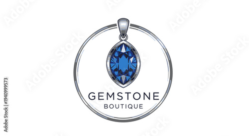 Silver Pendant with Blue Sapphire Gemstone.