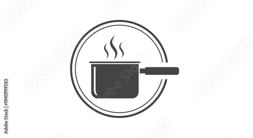 Simple Line Art of Saucepan with Steam.