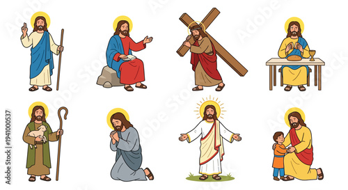 Illustrations depicting various scenes from the life of jesus christ