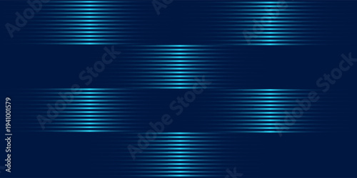 Dark blue abstract background with flowing horizontal neon lines and smooth wave motion, creating a futuristic and high tech visual for digital and corporate design.