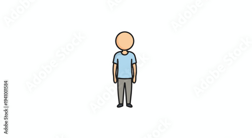 Minimalist illustration of a person standing still against a stark white background conveying simplicity and presence