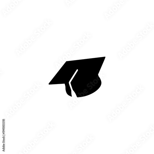 Graduation Cap Silhouette Icon Isolated on White Background