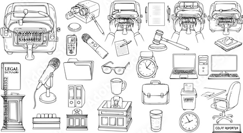 Legal And Courtroom Icons: A Collection of Law, Justice, and Legal Profession Illustrations