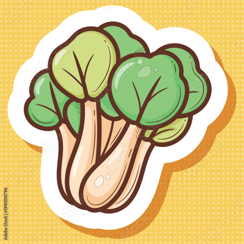 Hand-drawn Bok Choy Vegetable Sticker Vector Art