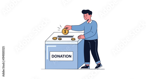 A person contributes money into a donation box symbolizing generosity and philanthropic endeavors