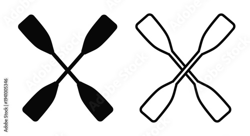 Two pairs of crossed oars depicted in black and white line art