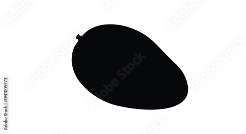 A silhouetted mango fruit against a plain white background