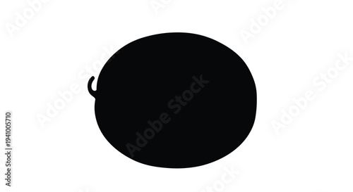 Simple black silhouette of a durian fruit against a white background