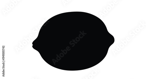 A simple black silhouette of a lemon against a white background