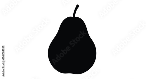 Simple black silhouette of a pear against a white background