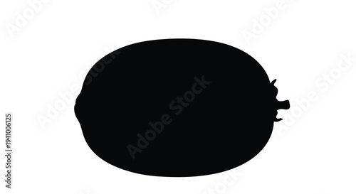 Silhouetted kiwi fruit against a stark white background simple design