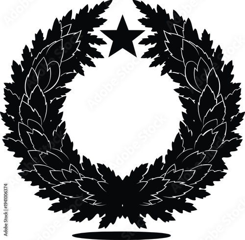 Memorial day tribute with laurel wreath and star symbol