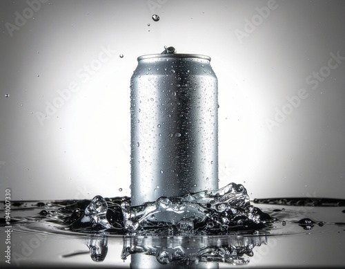 kaleng minuman dengan cipratan air