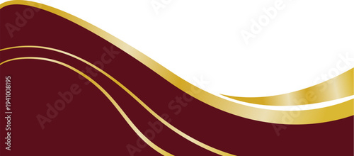 Elegant Gold Curved Border Design, Elegant Maroon Gold Curved Border