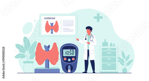 Doctor Explains Thyroid Hormones and Diabetes with Blood Glucose Meter