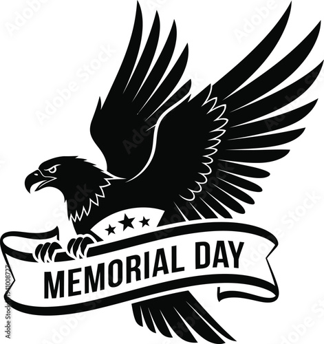 Memorial day tribute with patriotic eagle emblem