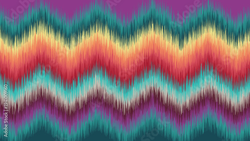 Konstfotografi Vibrant Ikat Zigzag Pattern Abstract Texture
