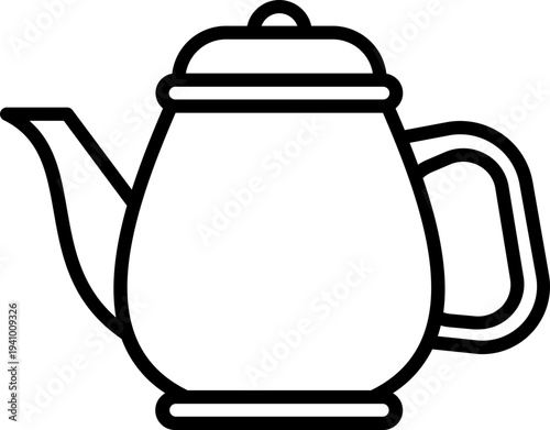 Black teapot icon - outline
