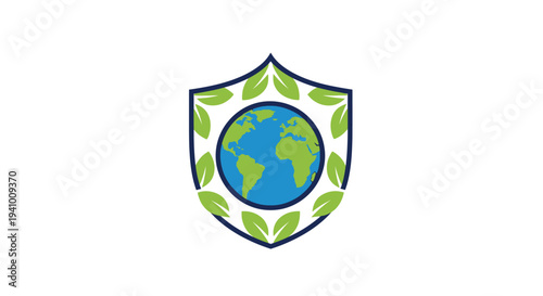 Globe Shield Protection Environment Earth Leaves.