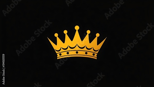 couter. Massive golden crown icon centered on a pure black background. event programs, museum guides, designed for cultural heritage projects and event programs, elevates cultural identity.