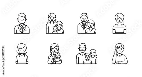 human resources icons illustrating diverse people family concepts and business professionals for modern life connections