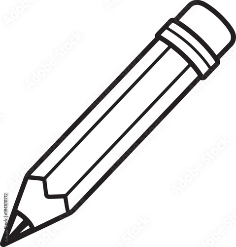 Simple line drawing of a pencil with eraser on top