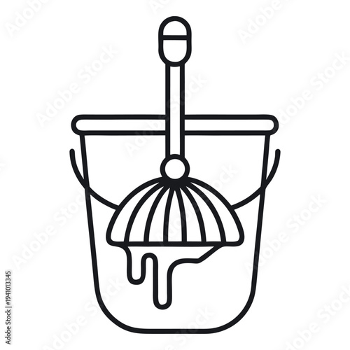 Citrus Juicer in Bucket Line Art Icon Vector Graphic on white background
