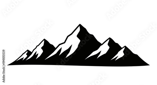 Dramatic mountain range in bold black silhouette