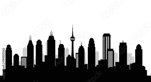 Modern city skyline with sleek skyscrapers and urban landscape