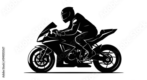 Motorcyclist riding sleek bike with dynamic motion and speed