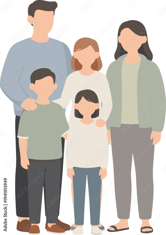 Fototapeta premium Happy Family Portrait – Parents and Children Together Vector Illustration