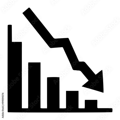 Business decline graph icon symbolizing economic downturn and financial losses