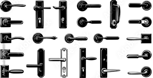 Collection of Various Vintage and Modern Door Handles and Knobs