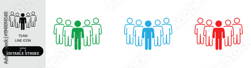 business team leader icon group people line illustration workforce management concept editable stroke