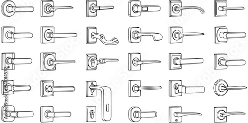 Diverse Collection of Door Handle Designs: Modern Lever, Knob, and Recessed Styles for Interior and Exterior Use