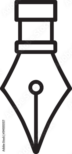 Simple line art illustration of a pen nib tip icon