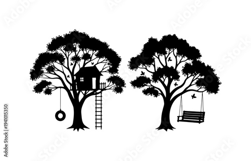 Whimsical Trees with Playful Treehouses