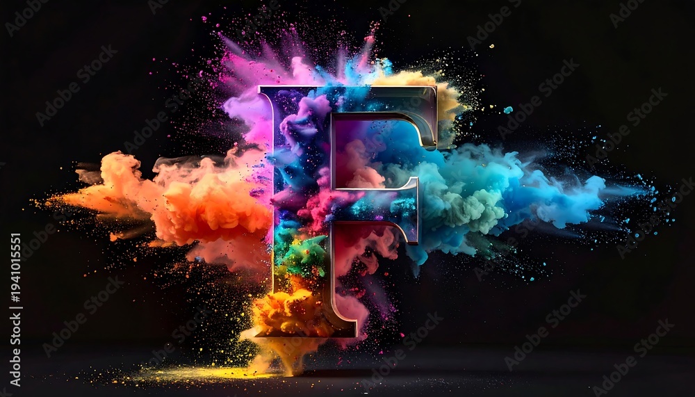 Fototapeta premium A large, colorful letter on a black background