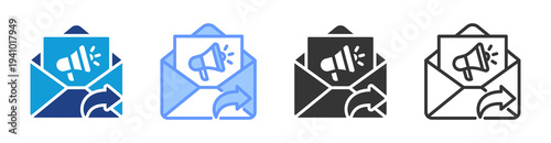 Email Marketing icon set multiple style collection