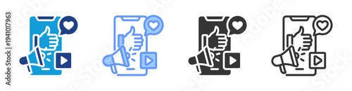 Social Media Marketing icon set multiple style collection